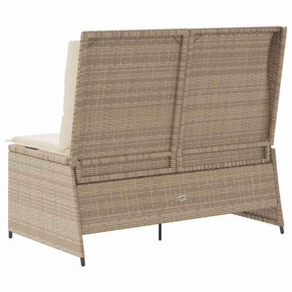 Gartenbank mit Kissen Beige Poly Rattan