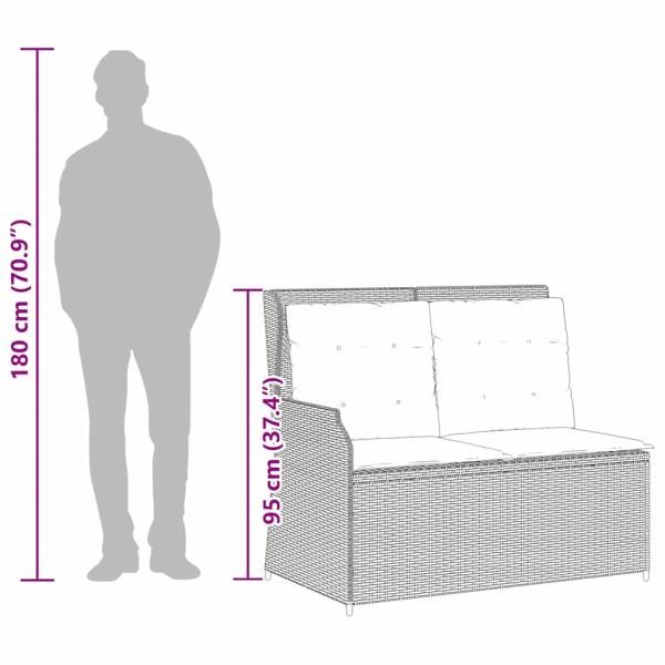 Gartenbank mit Kissen Beige Poly Rattan