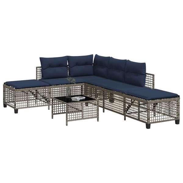 ARDEBO.de - 3-teiliges Ecksofa-Set für den Garten mit Kissen, grau, Polyrattan