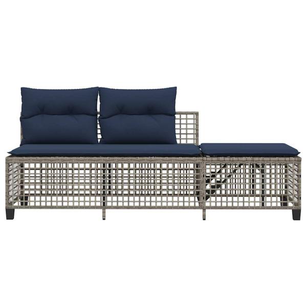 3-teiliges Ecksofa-Set für den Garten mit Kissen, grau, Polyrattan