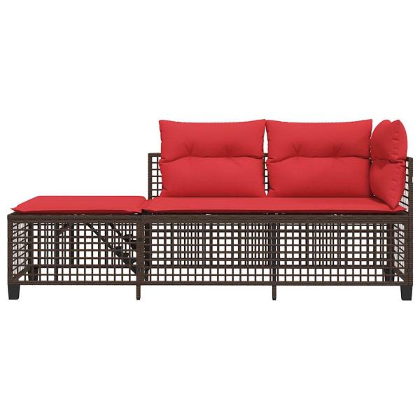 3-teiliges Ecksofa-Set für den Garten mit Kissen, braun, Polyrattan