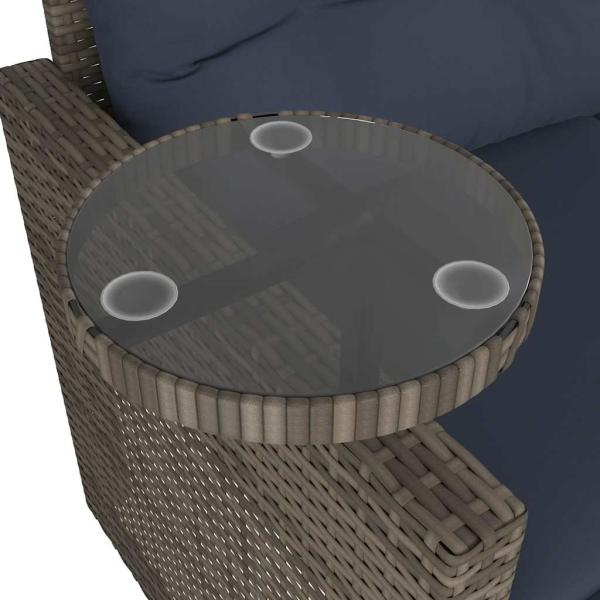 3-teiliges Gartensofa-Set mit Kissen, grau, Polyrattan