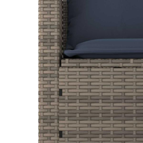 3-teiliges Gartensofa-Set mit Kissen, grau, Polyrattan