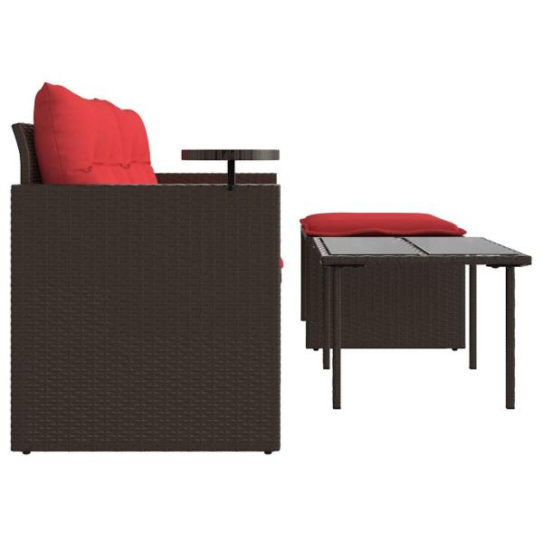 3-teiliges Gartensofa-Set mit Kissen, braun, Polyrattan