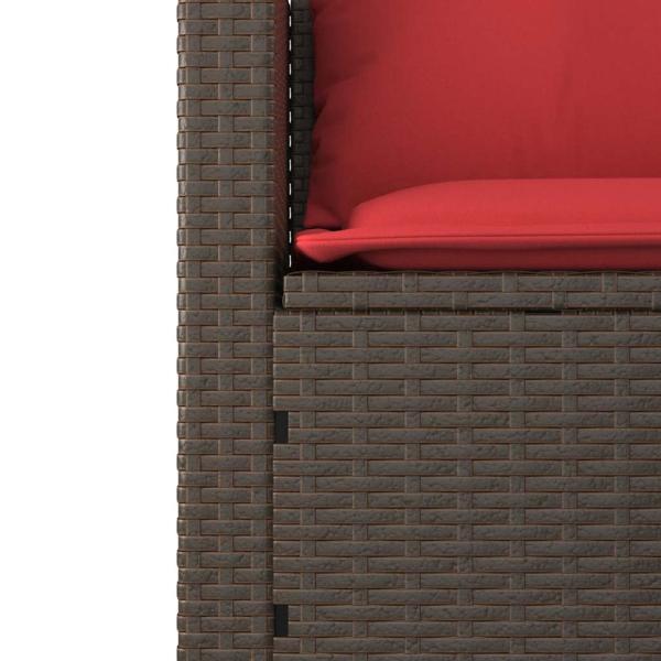 3-teiliges Gartensofa-Set mit Kissen, braun, Polyrattan