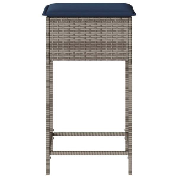 Garten-Barhocker mit Kissen 2 Stk. Grau Poly Rattan