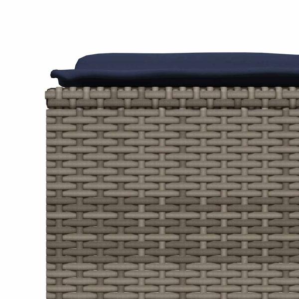 Gartenhocker mit Kissen 4 Stk. Grau Poly Rattan