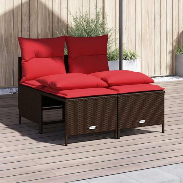 ARDEBO.de - 4-teiliges Gartensofa-Set mit Kissen, braun, Polyrattan