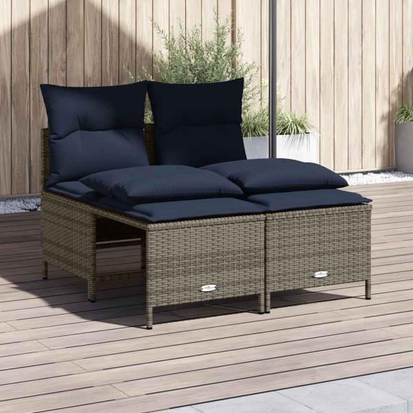 ARDEBO.de - 4-teiliges Gartensofa-Set mit Kissen, grau, Polyrattan