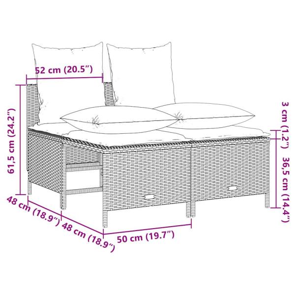 4-teiliges Gartensofa-Set mit Kissen, braun, Polyrattan