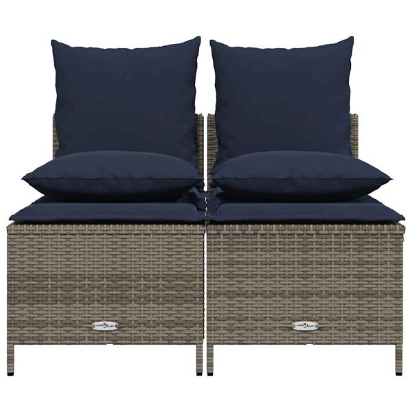 4-teiliges Gartensofa-Set mit Kissen, grau, Polyrattan