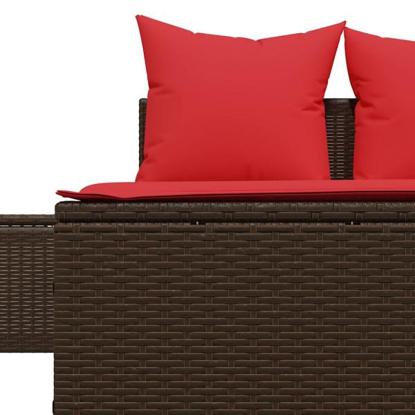 Doppelte Sonnenliege mit Kissen Braun Poly Rattan