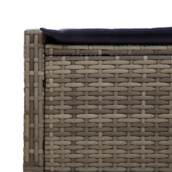 Doppelte Sonnenliege mit Kissen Grau Poly Rattan