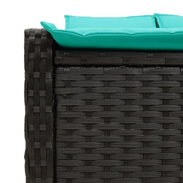 Doppelte Sonnenliege mit Kissen Schwarz Poly Rattan