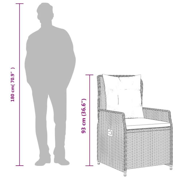 Liegende Gartenstühle 2 Stk. Grau Poly Rattan