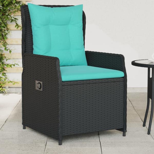 ARDEBO.de - Liegende Gartenstühle 2 Stk. Schwarz Poly Rattan
