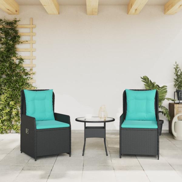 Liegende Gartenstühle 2 Stk. Schwarz Poly Rattan