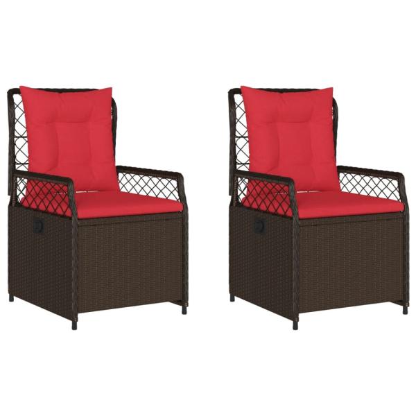 Liegende Gartenstühle 2 Stk. Braun Poly Rattan