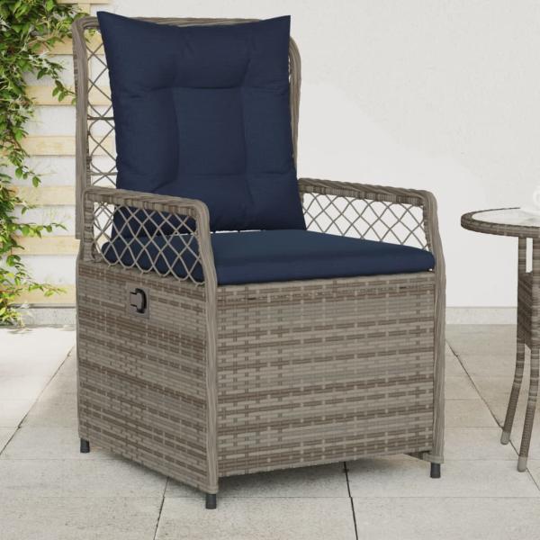 ARDEBO.de - Liegende Gartenstühle 2 Stk. Grau Poly Rattan