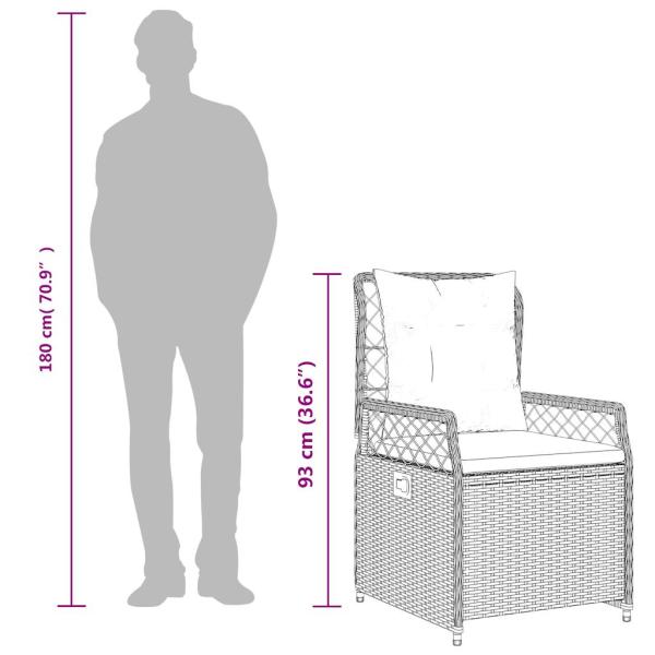 Liegende Gartenstühle 2 Stk. Grau Poly Rattan