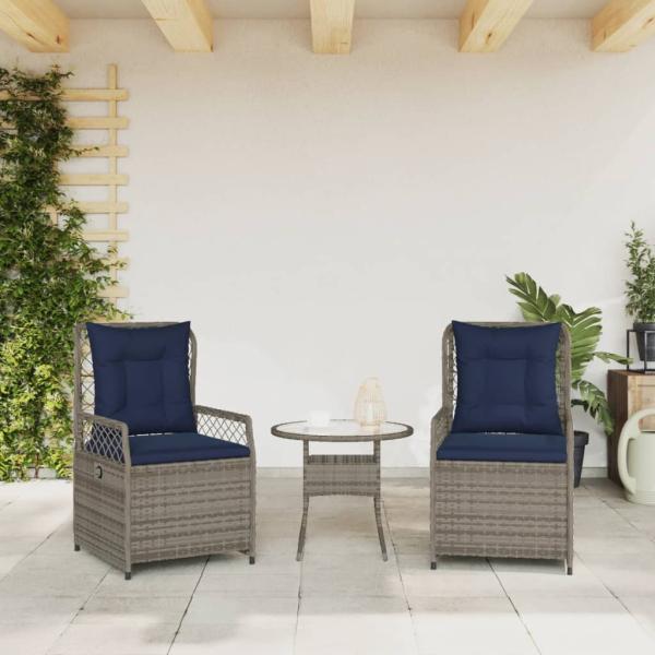 Liegende Gartenstühle 2 Stk. Grau Poly Rattan