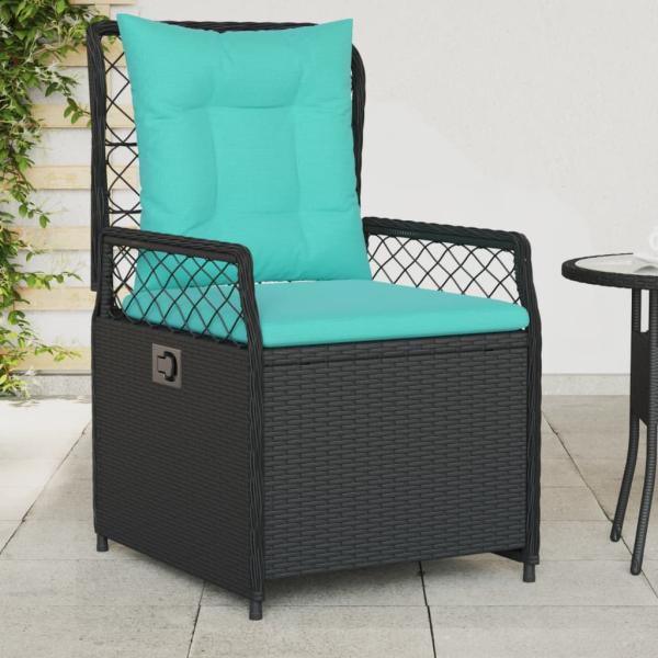 ARDEBO.de - Liegende Gartenstühle 2 Stk. Schwarz Poly Rattan