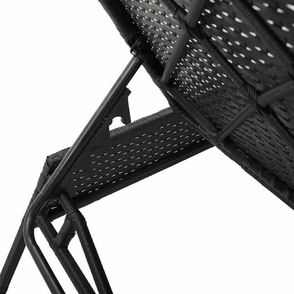 Sonnenliege mit Kissen Schwarz Poly Rattan