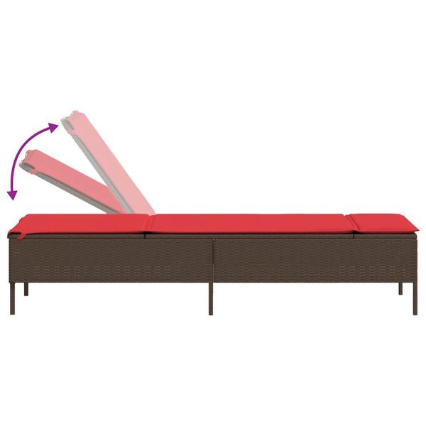 Sonnenliege mit Kissen Braun Poly Rattan
