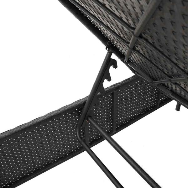 Sonnenliege mit Kissen Schwarz Poly Rattan