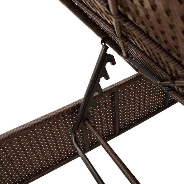 Sonnenliege mit Tisch und Kissen Braun Poly Rattan