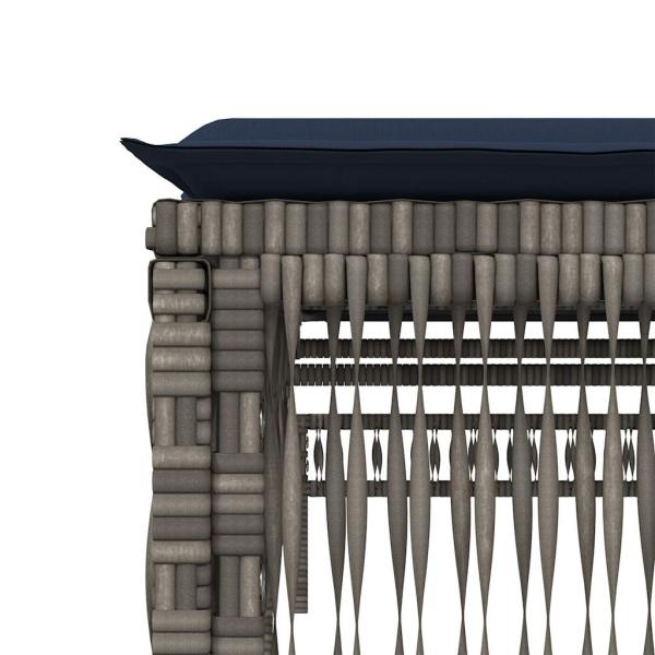 Sonnenliegen 2 Stk. mit Tisch Grau Poly Rattan