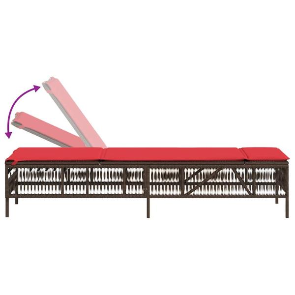 Sonnenliegen 2 Stk. mit Tisch Braun Poly Rattan