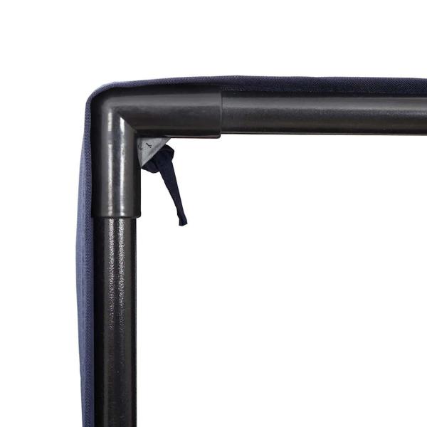 Doppelte Sonnenliege mit Dach und Vorhängen, grau, Polyrattan