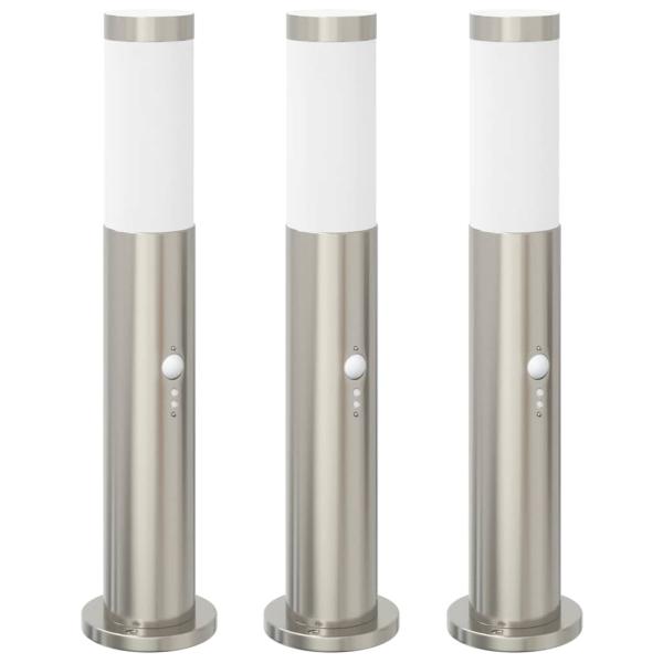 Pollerleuchten mit Sensor 3er 50 cm Edelstahl IP44