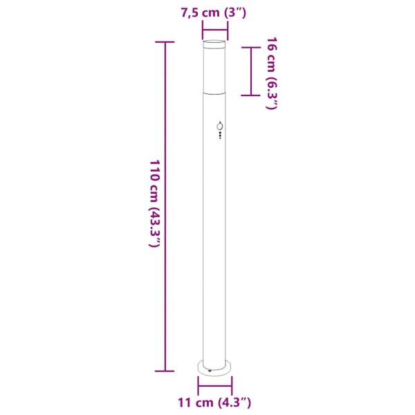 Pollerleuchten mit Sensor 3er 110 cm Edelstahl IP44