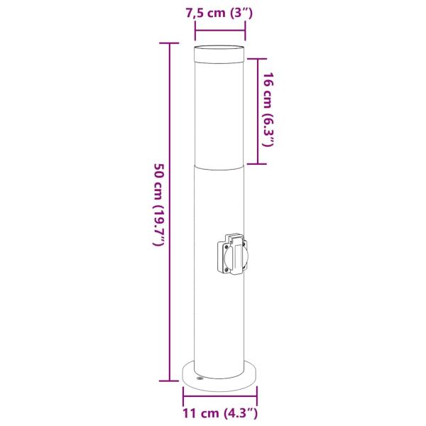 Pollerleuchte mit Auslass 50 cm Edelstahl IP44