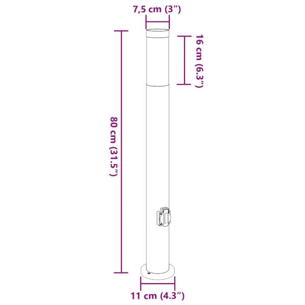 Pollerleuchte mit Auslass 80 cm Edelstahl IP44
