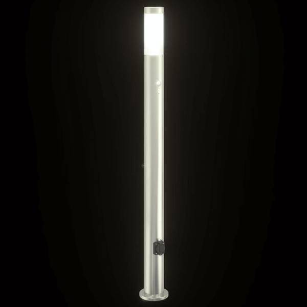 Pollerleuchte mit Sensor und Steckdose 110 cm Edelstahl IP44