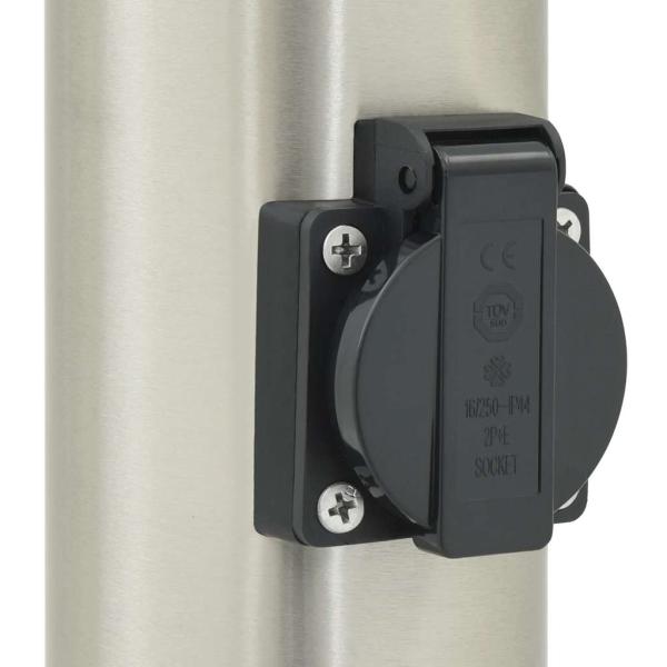 Pollerleuchte mit Sensor und Steckdose 110 cm Edelstahl IP44