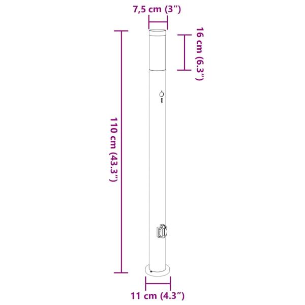 Pollerleuchten mit Sensor&Steckdose 3er 110 cm Edelstahl IP44