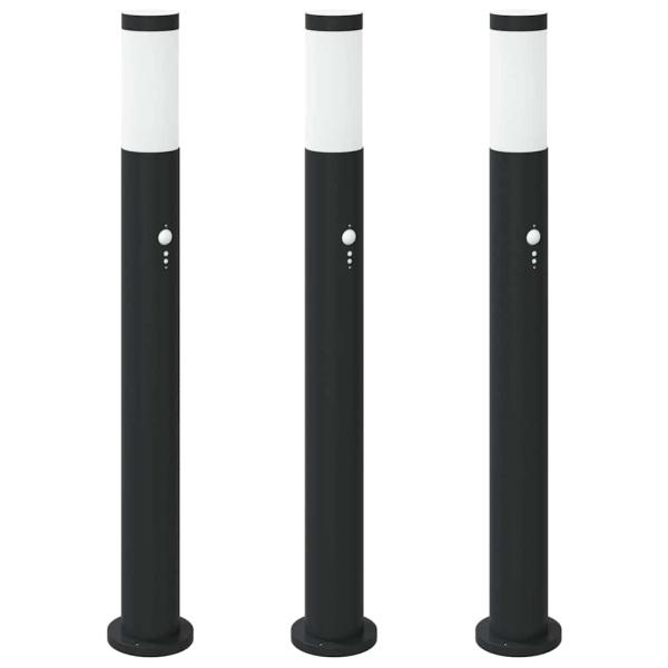 Pollerleuchten mit Sensor 3er 80 cm Edelstahl IP44