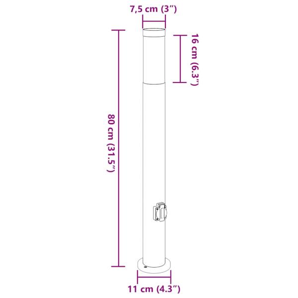 Pollerleuchte mit Auslass 80 cm Edelstahl IP44