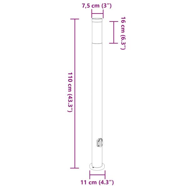 Pollerleuchte mit Auslass 110 cm Edelstahl IP44