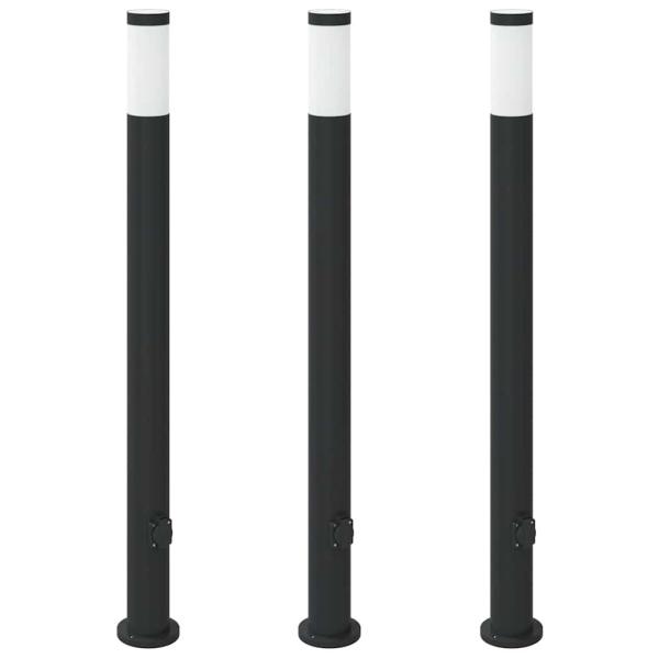 Pollerleuchten mit Auslass 3er 110 cm Edelstahl IP44