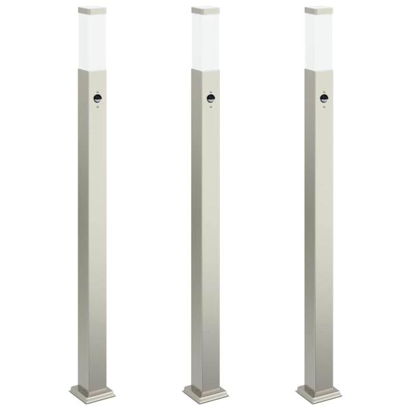 ARDEBO.de - Pollerleuchten mit Sensor 3 Stk. 110 cm Edelstahl IP44