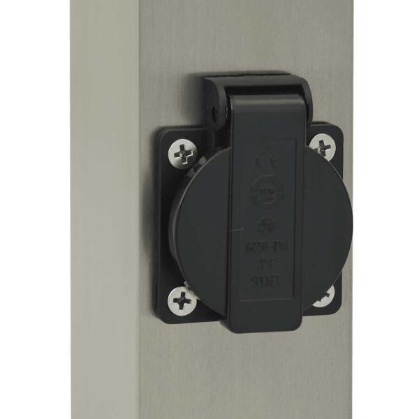 Pollerleuchte mit Sensor und Steckdose 50 cm Edelstahl IP44