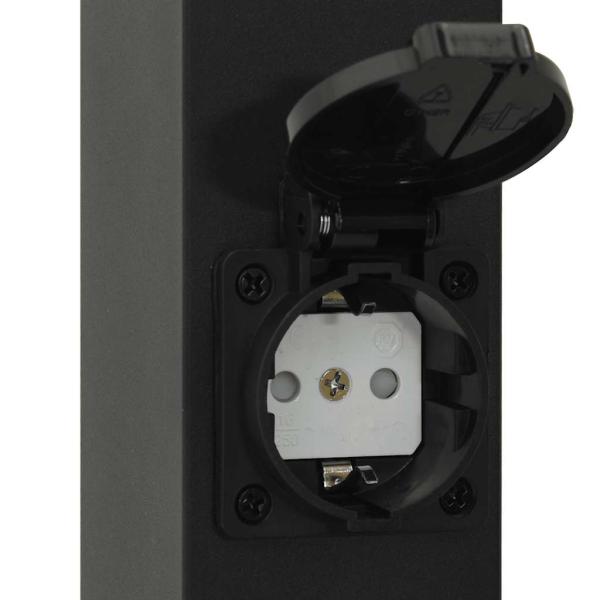 Pollerleuchten mit Steckdose 3 Stk. 50 cm Schwarz IP44