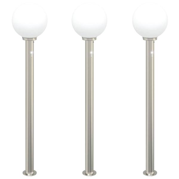 ARDEBO.de - Pollerleuchten mit Sensor 3 Stk. 120 cm Edelstahl IP44
