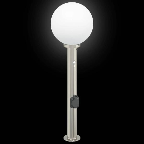 Pollerleuchten mit Sensor&Steckdose 3 Stk. 80 cm Edelstahl IP44