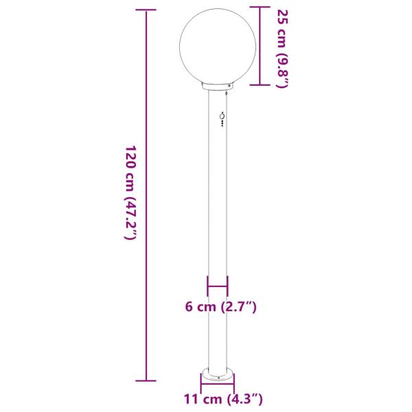 Pollerleuchte mit Sensor 120 cm Schwarz IP44